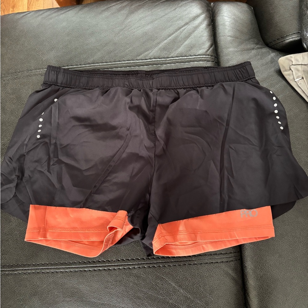 Pro Women's Athletic Shorts - Black and Orange